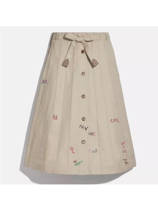 Coach Dresses & Skirts - COACH embroidered trench panel pleated skirt 00